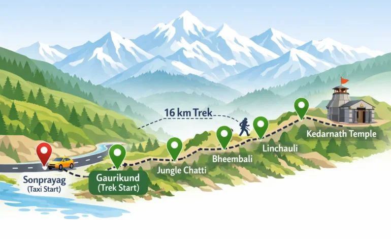 Sonprayag to Kedarnath route map