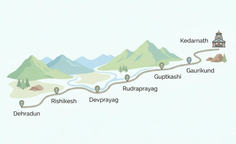 Dehradun to Kedarnath Distance route map