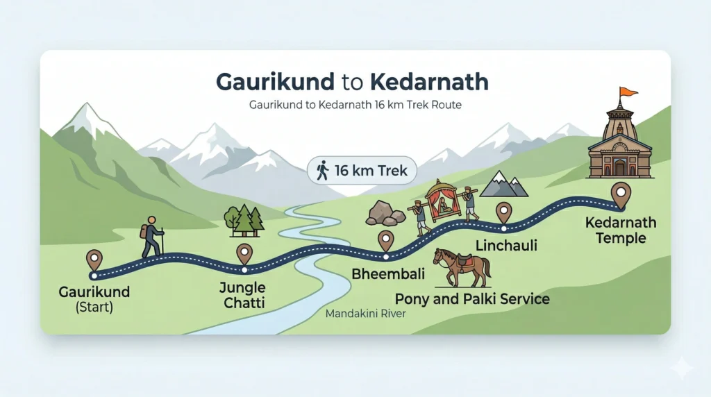 Gaurikund to Kedarnath route map