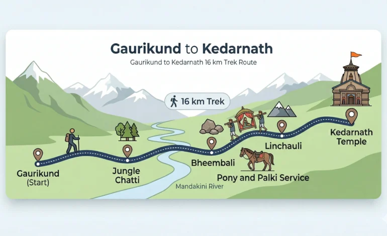 Gaurikund to Kedarnath route map