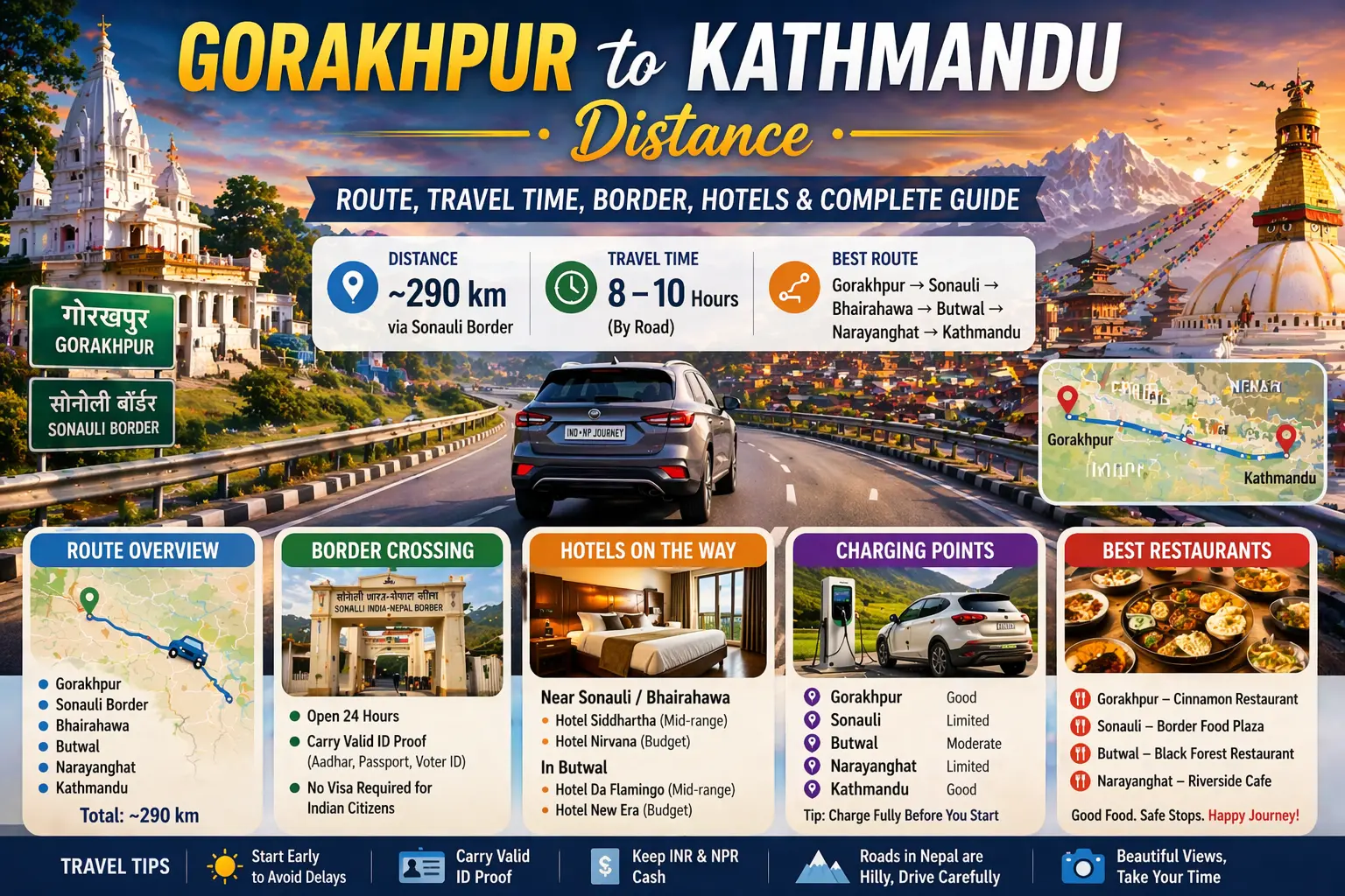 Gorakhpur to Kathmandu Distance, Route, Travel Time, Border