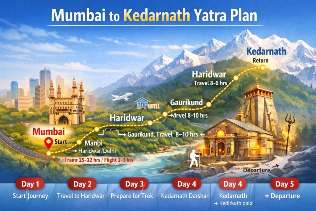 Kedarnath from Mumbai Route Map, Yatra Plan, Tour Plan