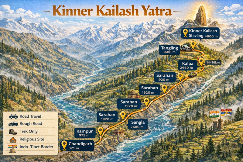 Kinner Kailash Trek Route Map By Expert Trekker