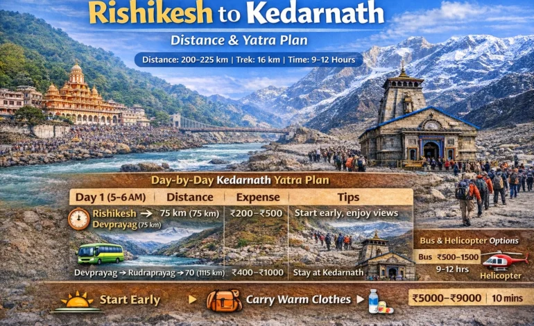 Rishikesh to Kedarnath distance