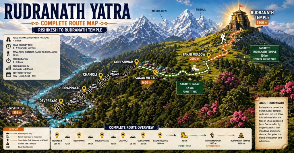 Rudranath Trek Route Map