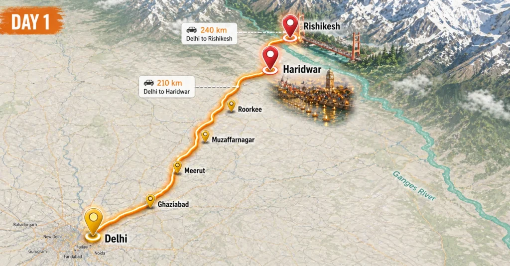 Delhi to Haridwar or Rishikesh